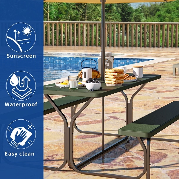 Moasis 6FT HDPE Outdoor Picnic Table Set Bench Set with Metal Base