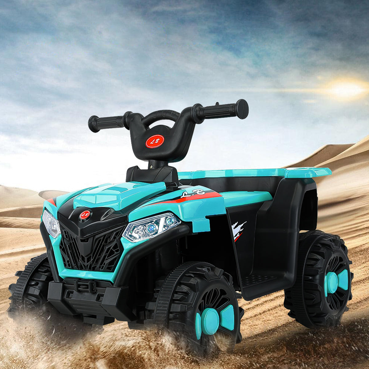 Cmgb 6V Kids Ride On ATV,Kids ATV Electric Vehicles with LED Headlights, 4.5 km/h Max Speed, Treaded Tires, Radio.