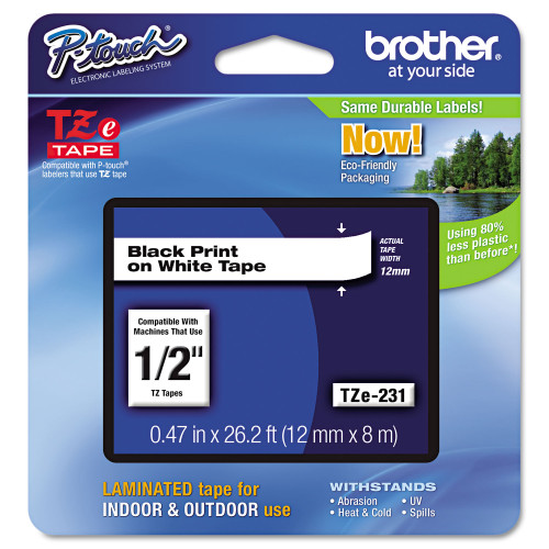 Brother TZe Standard Adhesive Laminated Labeling Tape， 0.47