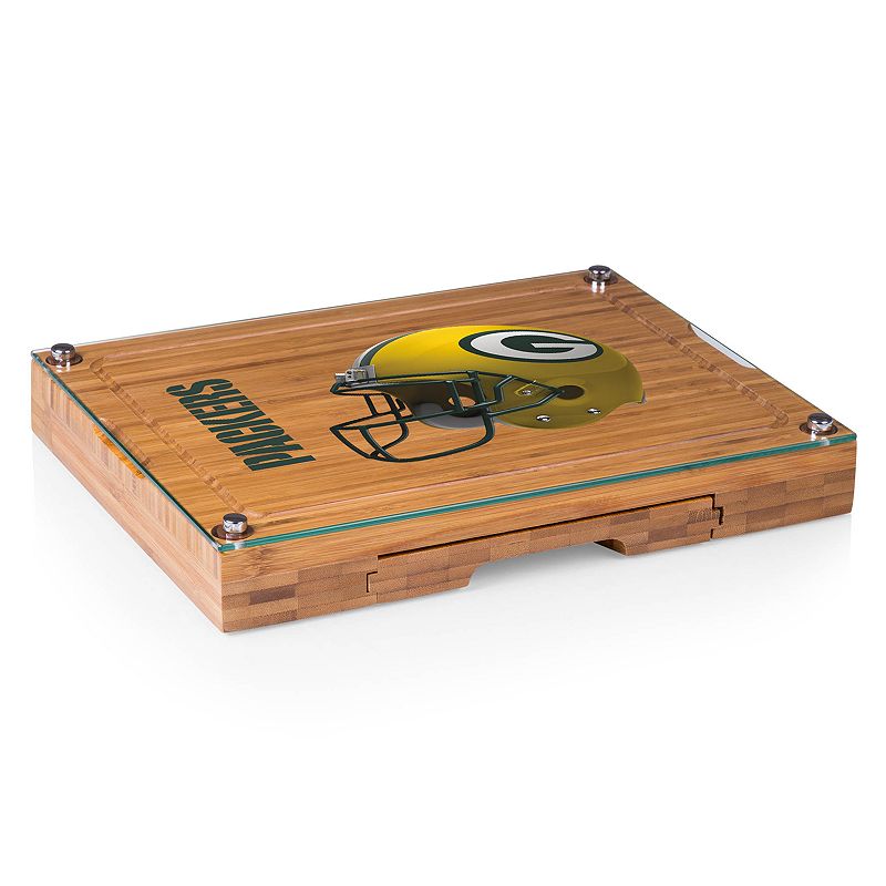 Picnic Time Green Bay Packers Concerto Bamboo Cutting Board and Cheese Tools Set