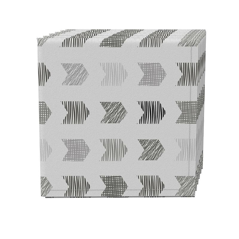 Napkin Set of 4， 100% Cotton， 20x20， Grey Geometric Arrows