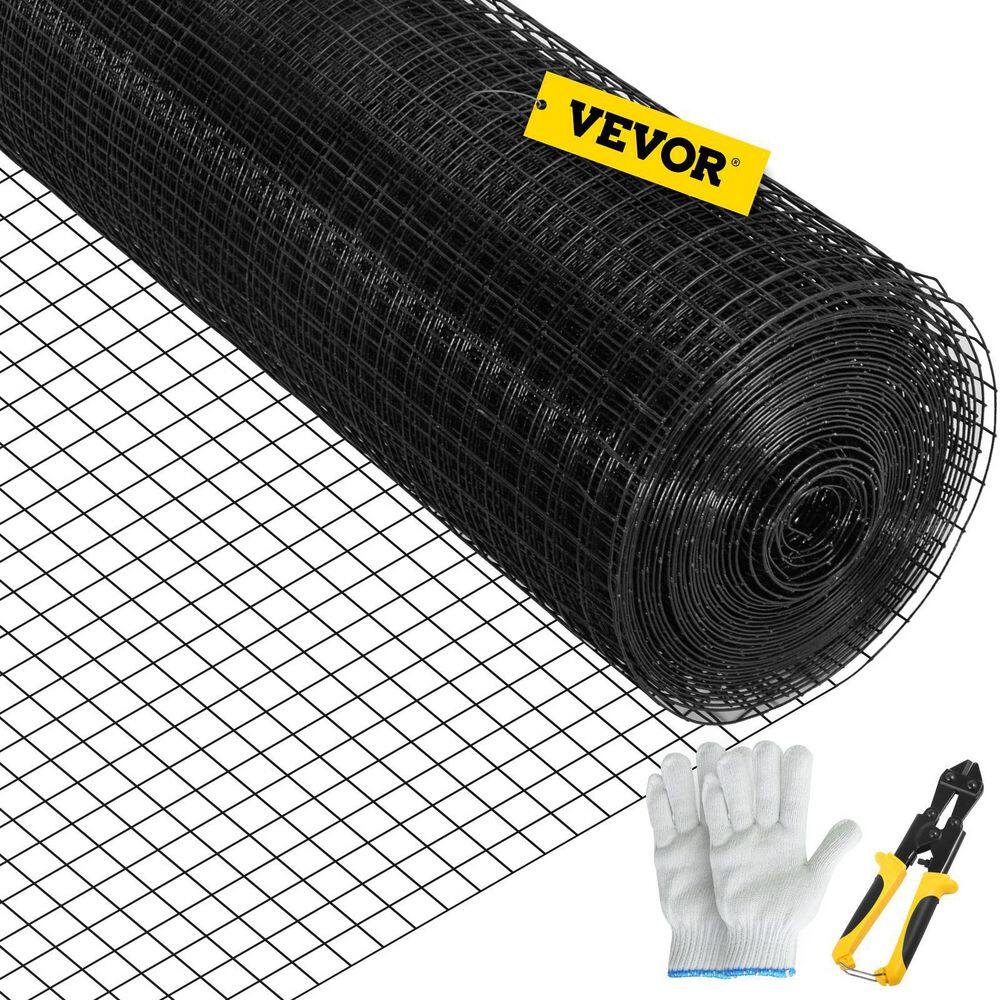 VEVOR Hardware Cloth 24 in. x 100 ft. Galvanized Steel Vinyl Coated 16-Gauge Wire Fencing for Garden Fencing Black YXHJWHSBDDWC2JLKLV0