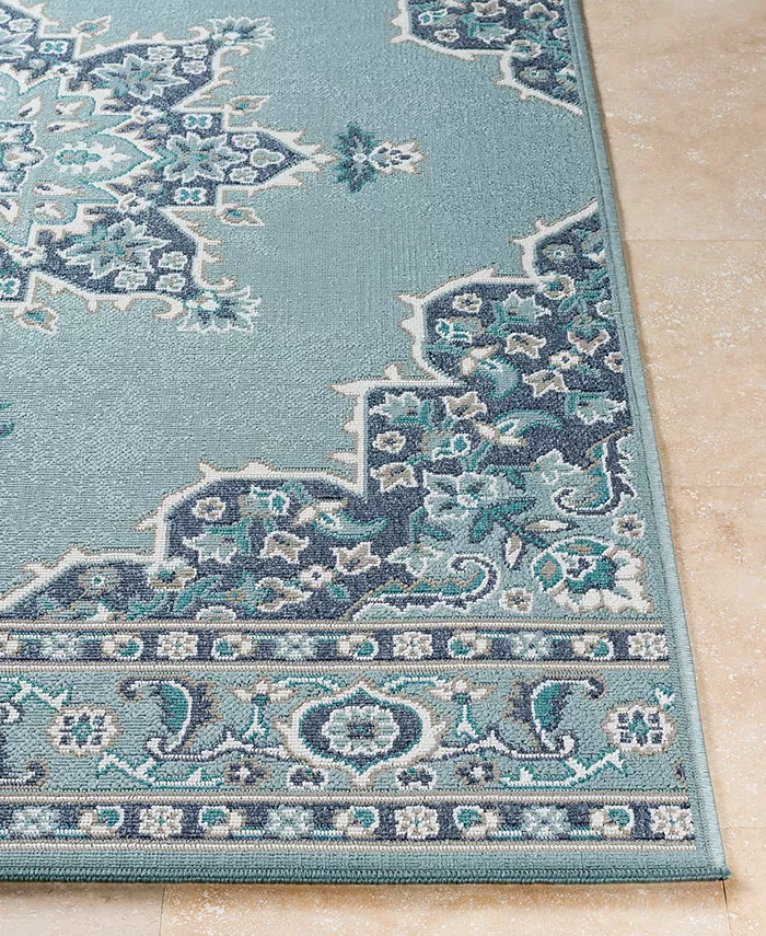 Surya Alfresco ALF-9687 Aqua 8'9 Round Area Rug Indoor Outdoor