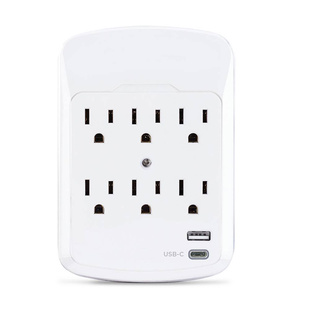 CyberPower 6-Outlet Surge Protector USB-A USB-C Wall Tap P600WUCHD