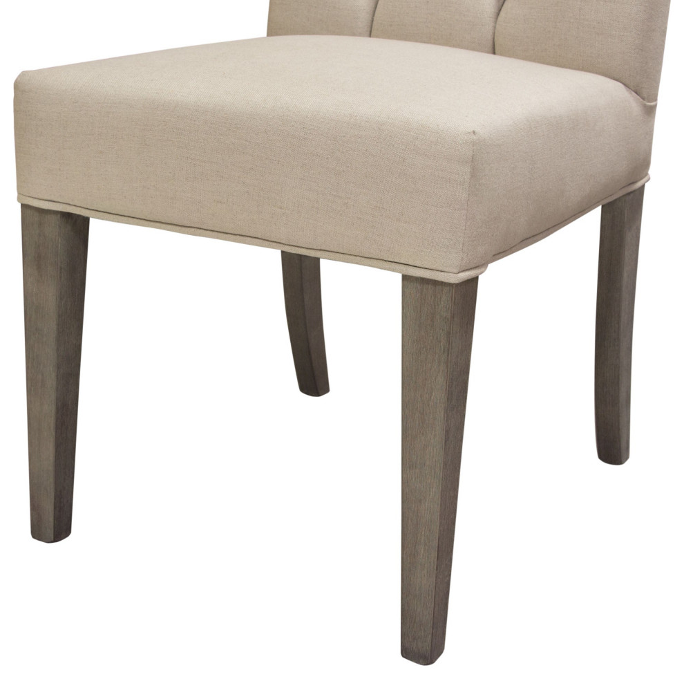 Napa 2 Dining Side Chairs  Sand Linen Fabric   Transitional   Dining Chairs   by AMOC  Houzz