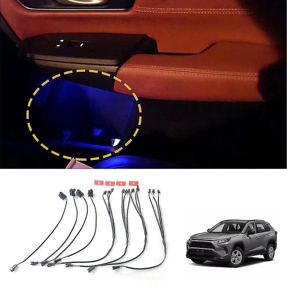 4pcs Atmosphere Lamp Car Interior 4 Door Storage Box Led Light Ice Blue For 2020 2021