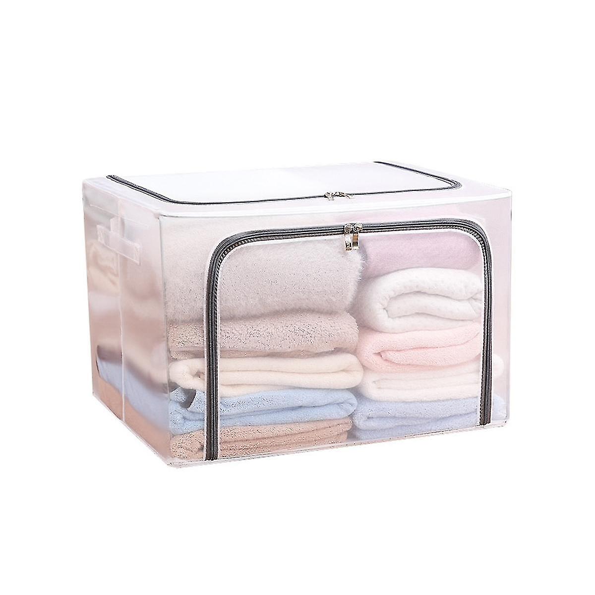 Cloth Clothes Steel Transparent Storage Box Bed Sheet Blanket Pillow Shoe Rack Container Foldable S