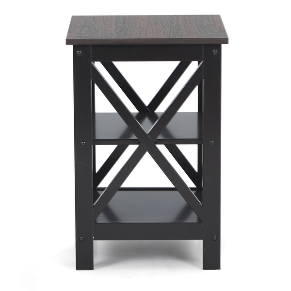 End Table with 3-Tier Storage Shelf