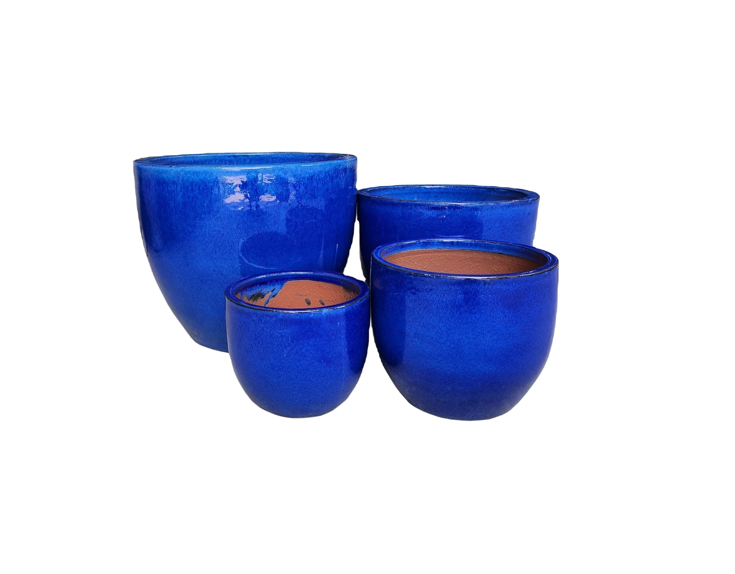 Popular blue ceramic clay flower pots glazed ceramic flower pot and large garden pots and planters garden supplies for planting