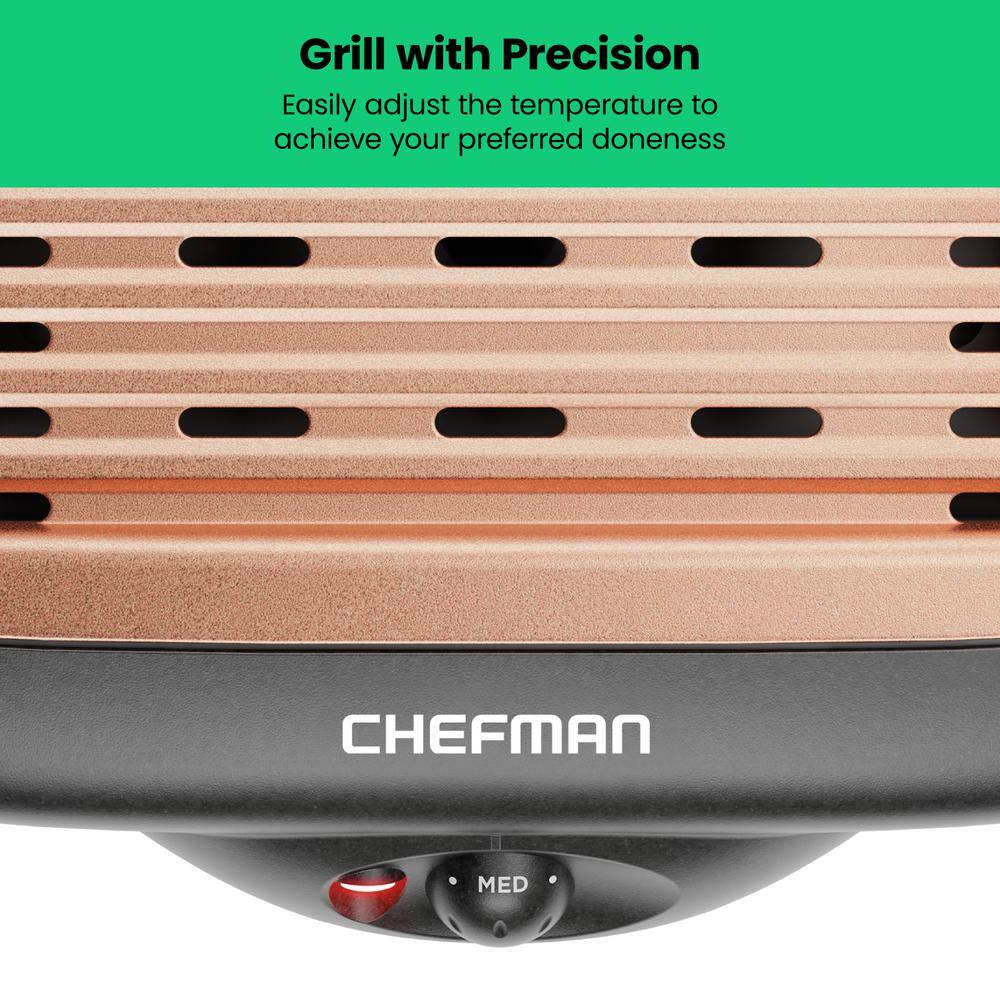 Chefman Electric Copper Smokeless Indoor Grill with Non-Stick Cooking Surface and Adjustable Temperature RJ23-SG-COPPER