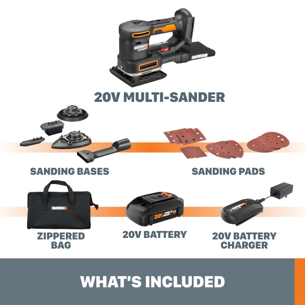 POWER SHARE 20V 5-in-1 Multi-Sander with Variable Speeds (Battery and Charger Included) ;