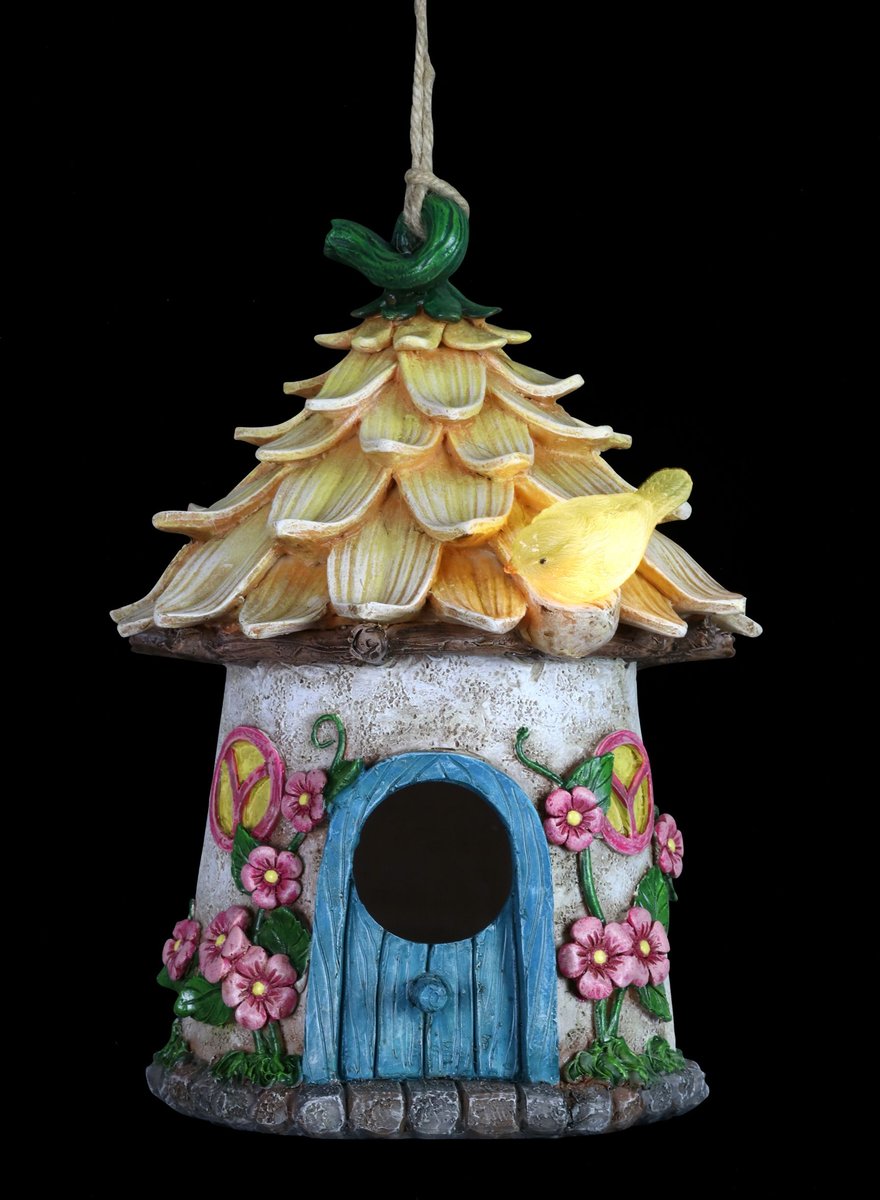 Exhart Solar Hand Painted Fairy House Hanging Bird House