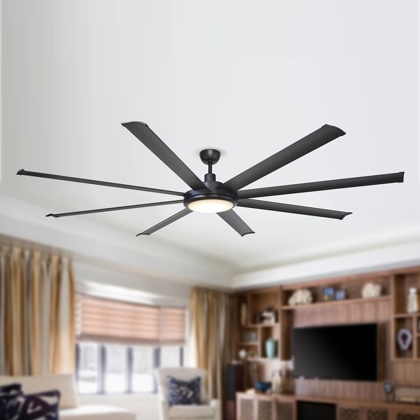 75-inch Larger Black 8-Blade Aluminum LED Ceiling Fan with Remote Shopping - The Best Deals on Ceiling Fans | 38746413