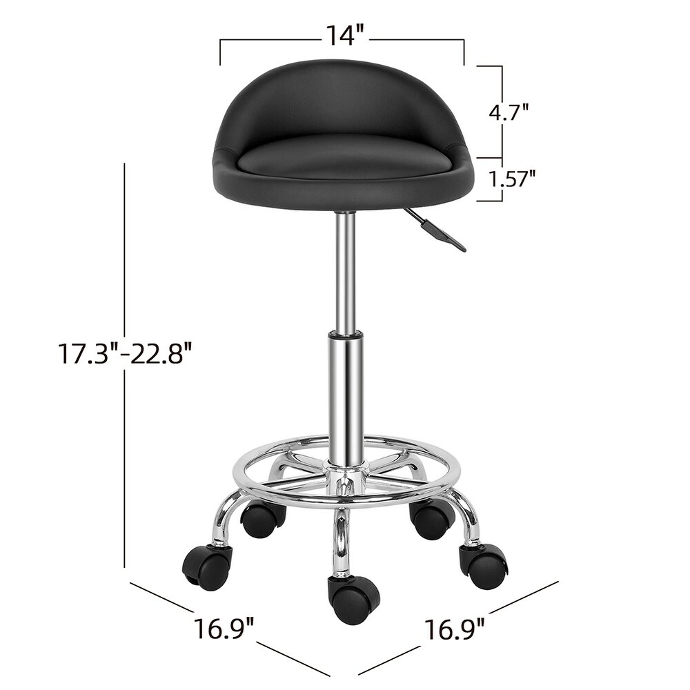 Semi PU leather Technician's Stool  Round Stool with Small Backrest