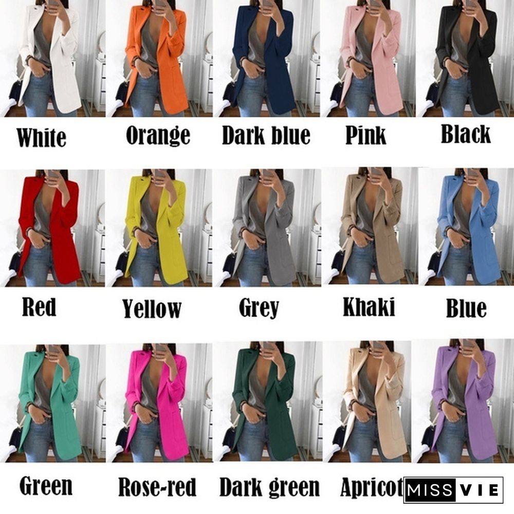 Trendy Women's Cardigan Jacket Coat Autumn Spring Fashion Long Sleeve Open Front Solid Color Casual Oversized Long Jacket