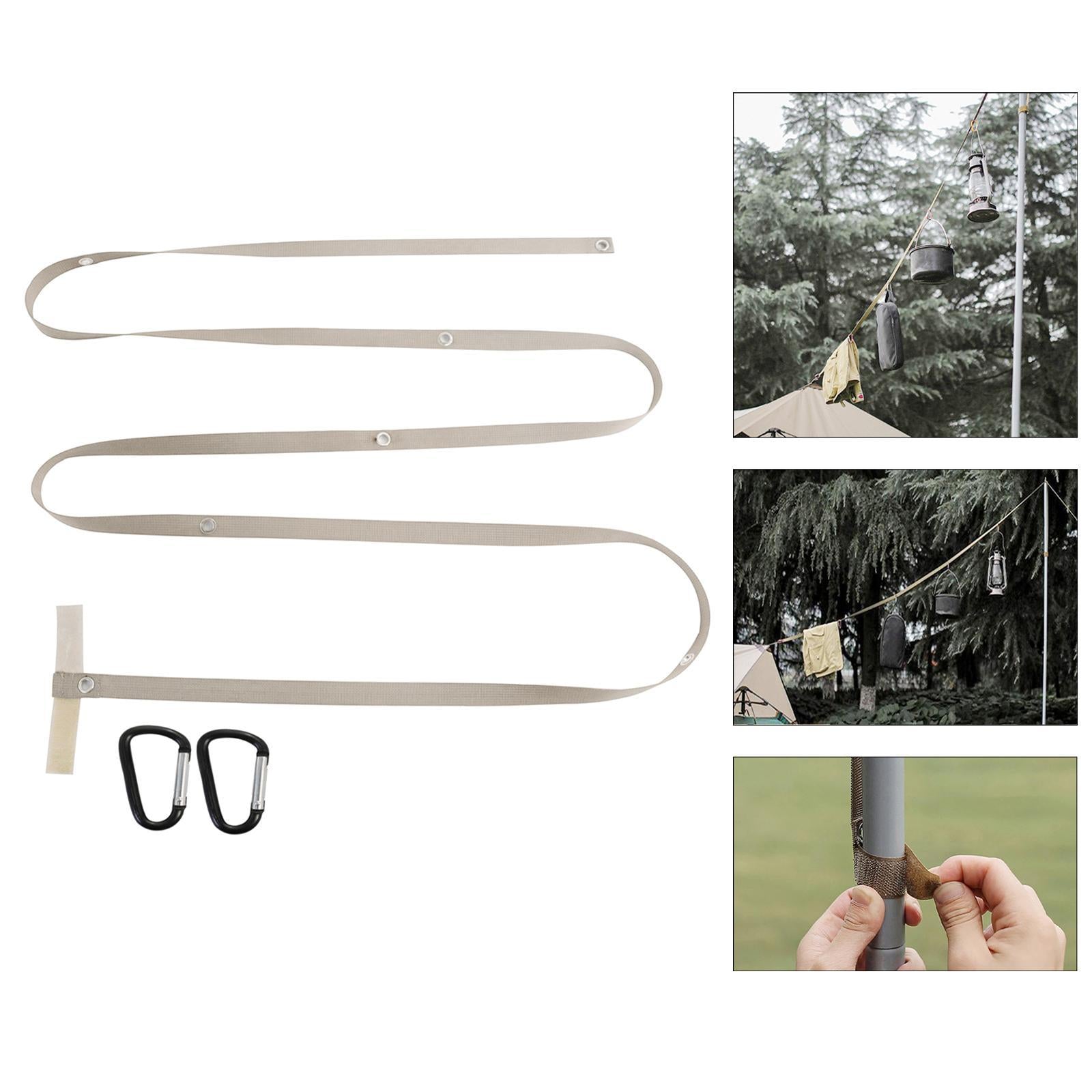 Tent Awning Extension Belt Lanyard Rope Clothesline Hang Cord Camping Canopy Khaki