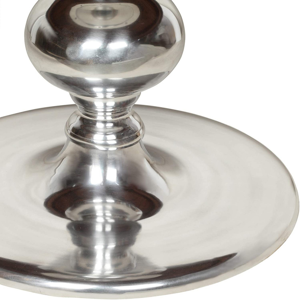 Unique Coffee Table  Shiny Silver Pedestal Base With Raw Wooden Round Top   Contemporary   Coffee Tables   by Declusia  Houzz