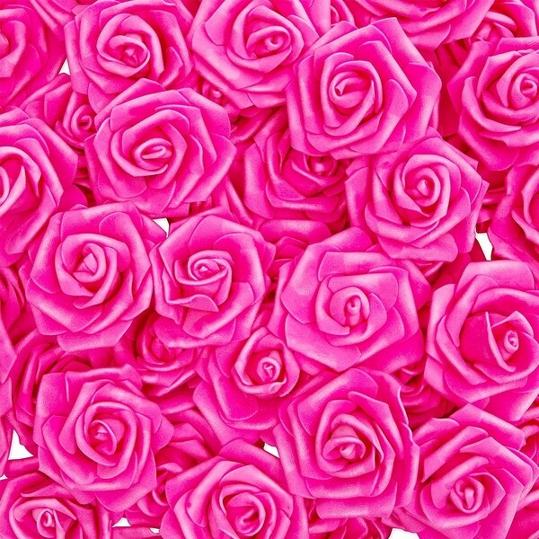 100 Pack 3 Pink Light Pink Artificial Rose Fake Flower Heads for Flower Décor