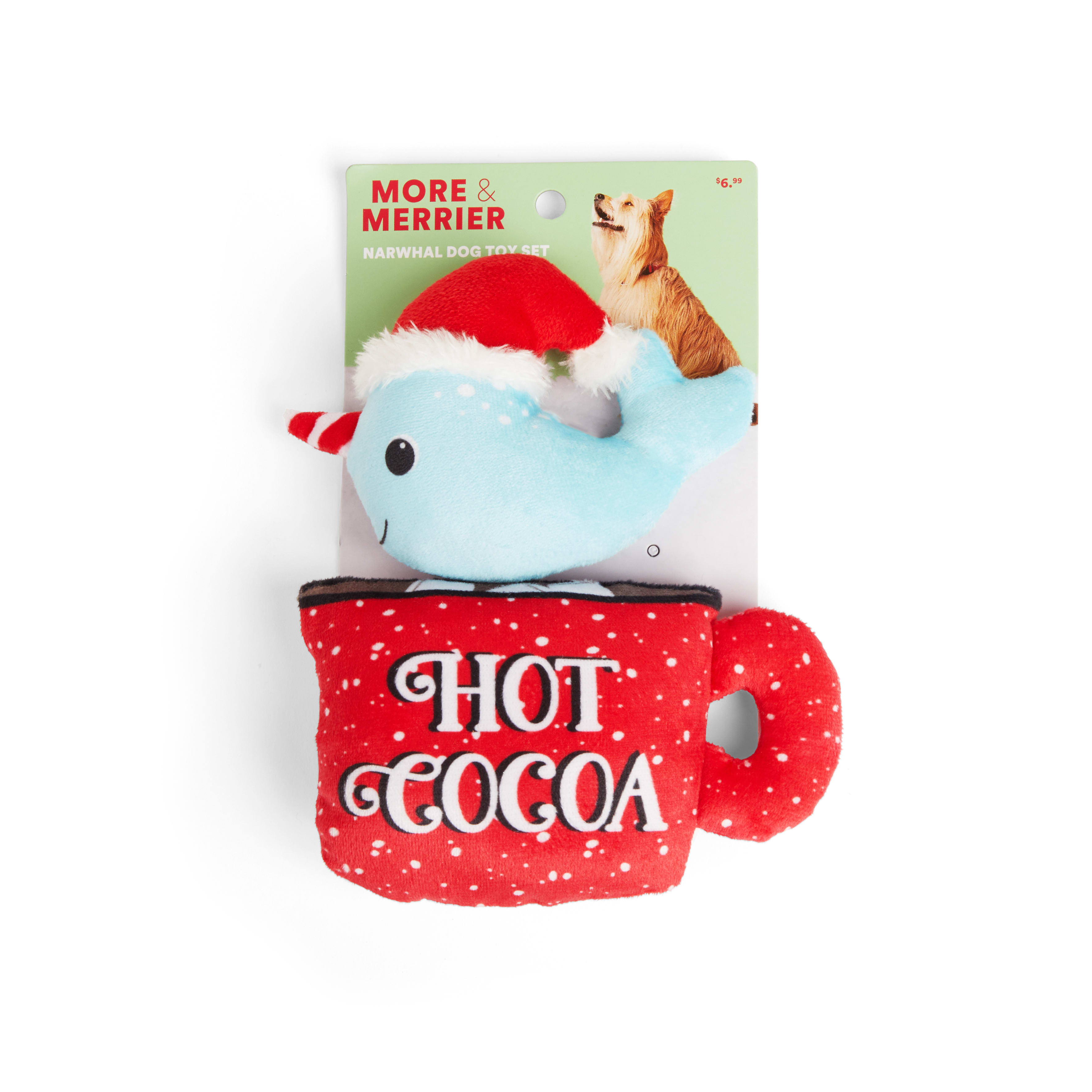 More and Merrier Plush Narwhal Cocoa Dog Toy， X-Small， Pack of 2