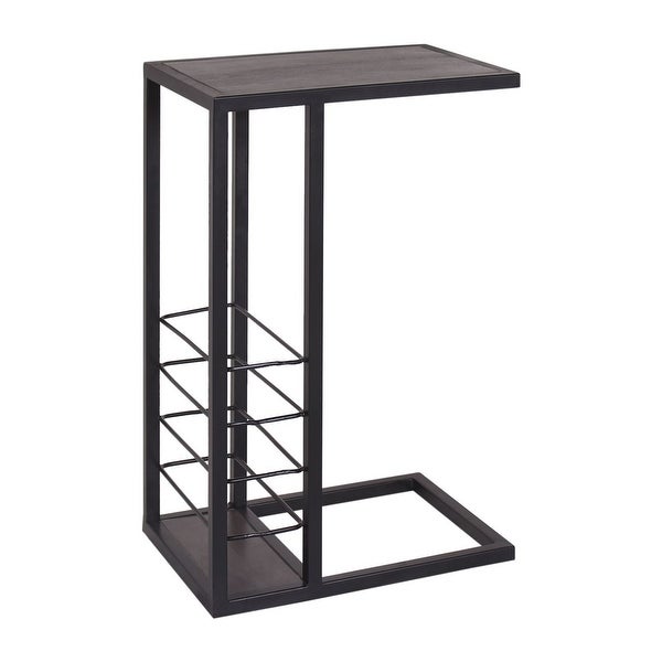 Edwin Contemporary Accent C Table in Iron and Acacia