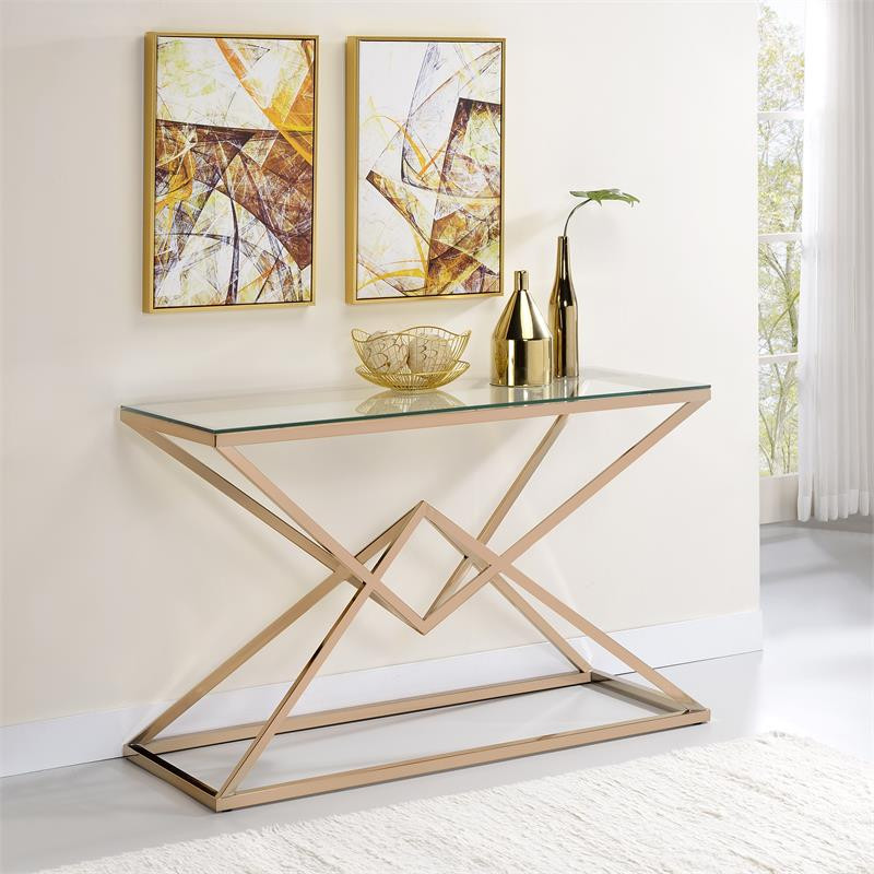 Furniture of America Cazzanarro Contemporary Metal Sofa Table in Chrome Plating   Contemporary   Console Tables   by Homesquare  Houzz