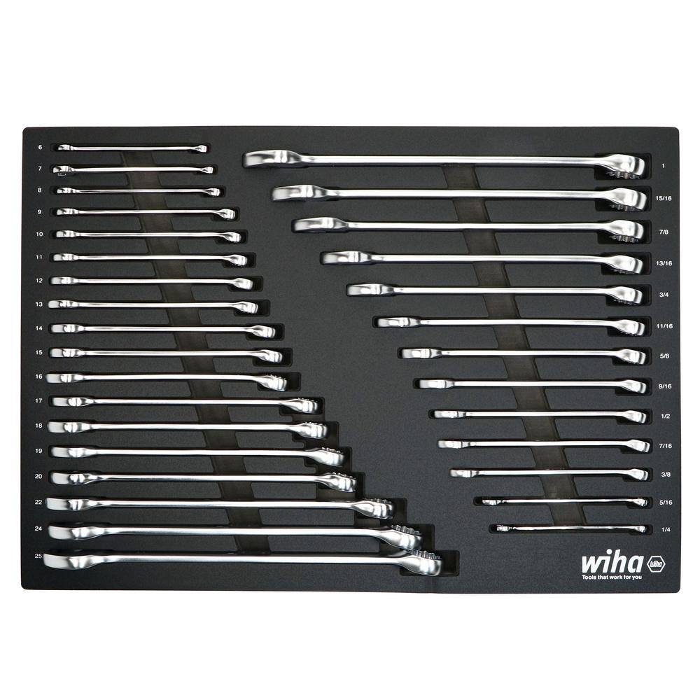 Wiha 31-Piece Combination Wrench Tray Set - SAE and Metric 30492