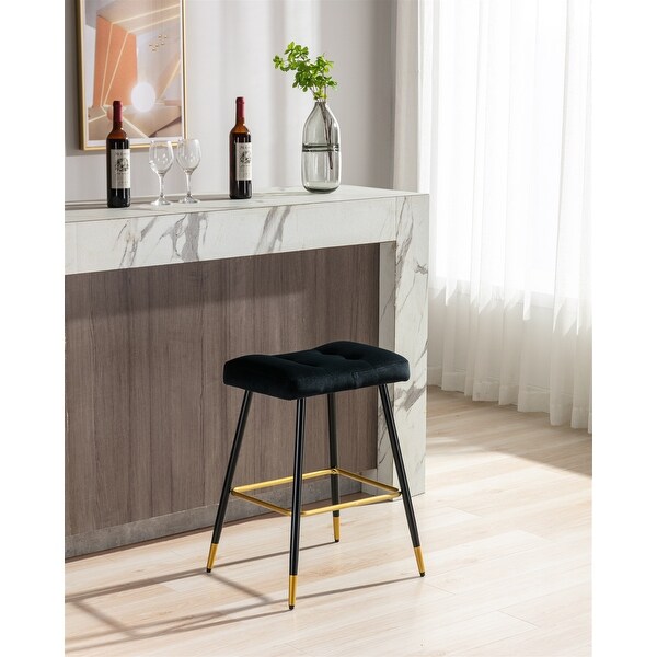 Vintage Counter Height Upholstered BarStools with Polyester Fabric Upholstery and Metal Frame