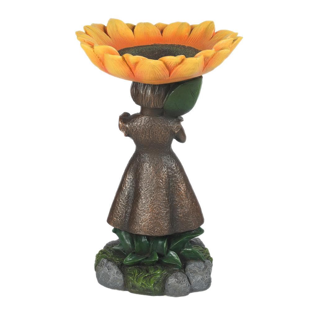 Luxen Home Resin Sunflower Girl Bird Bath WHP1297