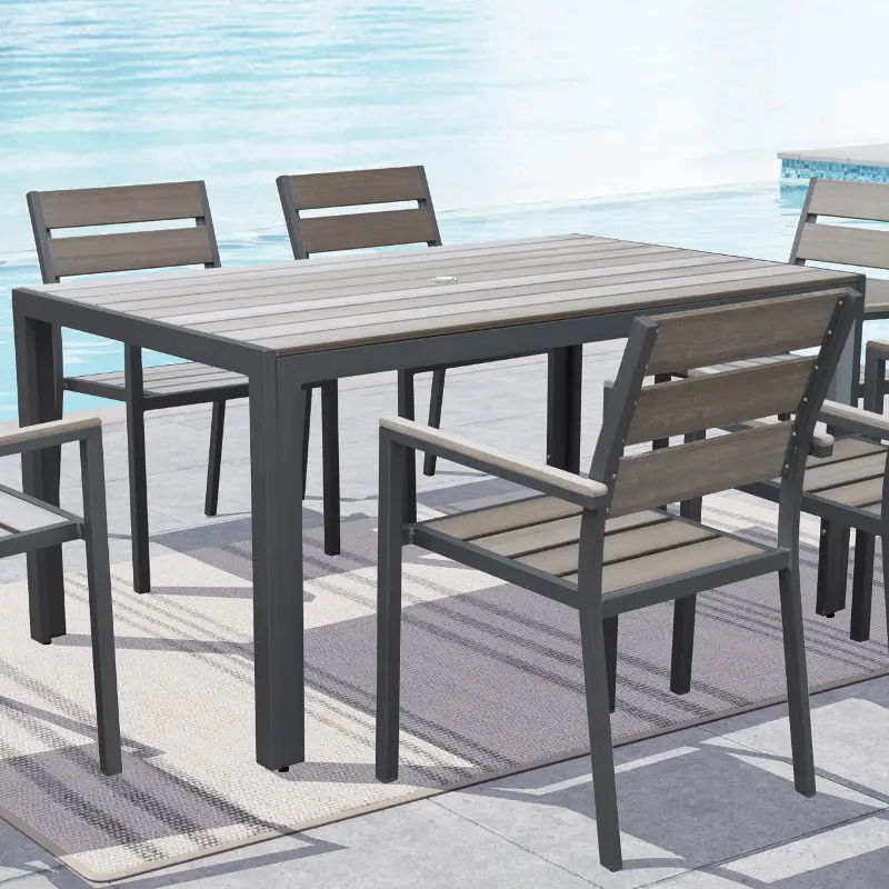 Gallant Sun Bleached Black Rectangle Patio Table