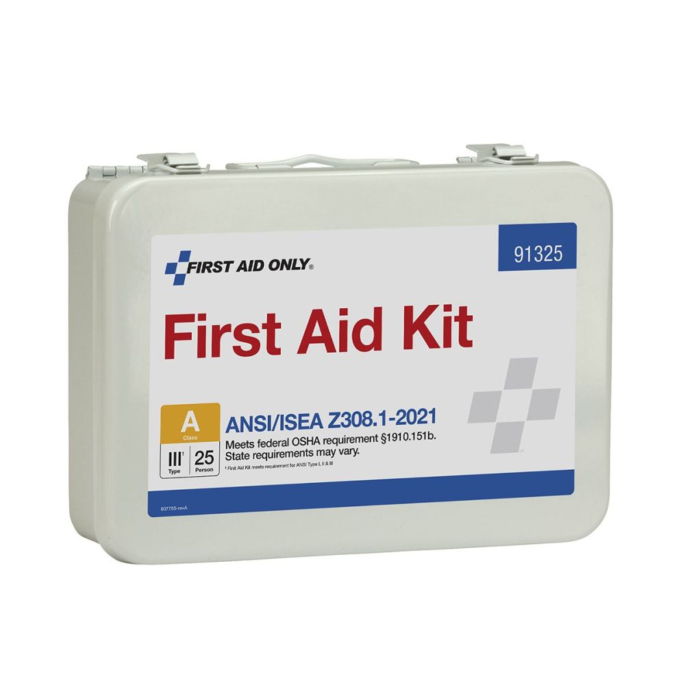 First Aid Only First Aid Kit 25 Person Metal Case ANSI Portable ;