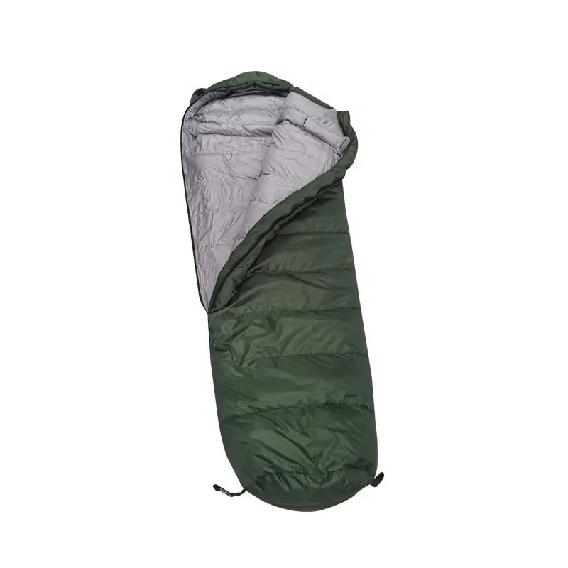 Winter warm 320T polyester thick green windproof soft camping hiking outdoor activity mummy sleeping bag