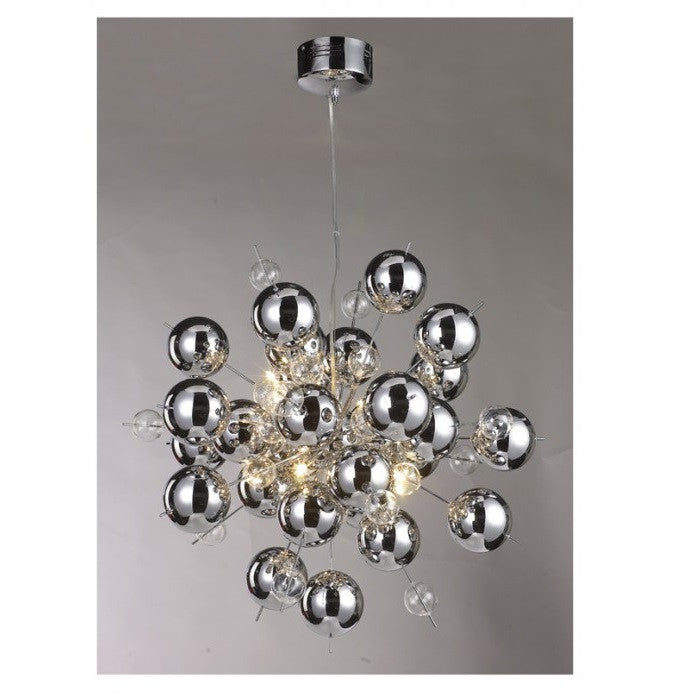 Febland LBL32C/10 Molecular Polished Chrome & Clear Bauble 10 Lamp Chandelier Pendant Light