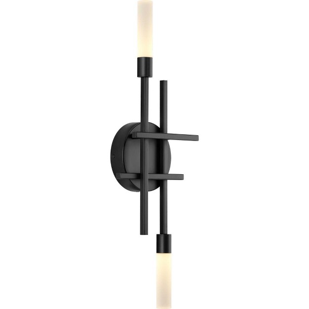 Progress Lighting Quadrant 2 light Wall Light Matte Black Frosted Glass Shade