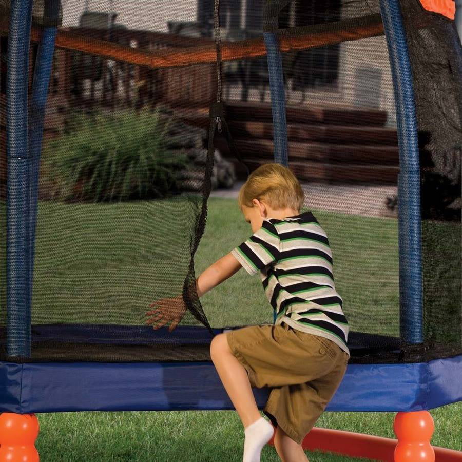 Little Tikes 7-Foot Trampoline， with Enclosure， Blue/Orange