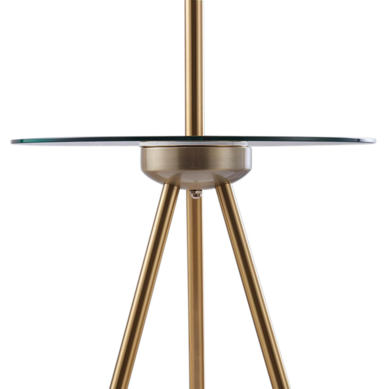 Versanora Myra Floor Lamp with Table and Built-In USB， Gold