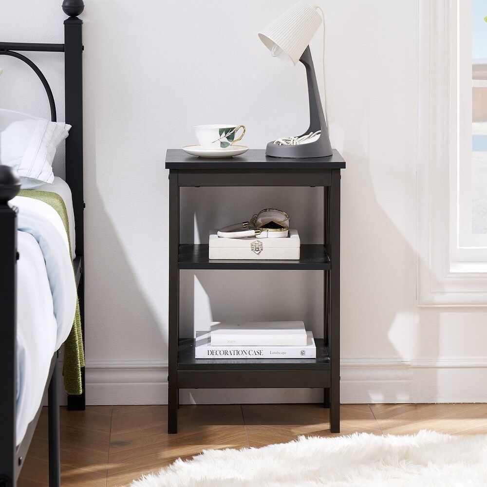 VECELO Modern Nightstand with 3 tier Storage Shelves