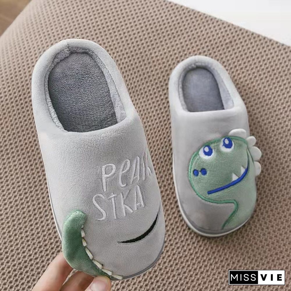 Parent Child Family Autumn And Winter Cotton Slippers Dinosaur Cotton Slippers Children Cartoon Cotton Slippers Couple Cotton Slippers