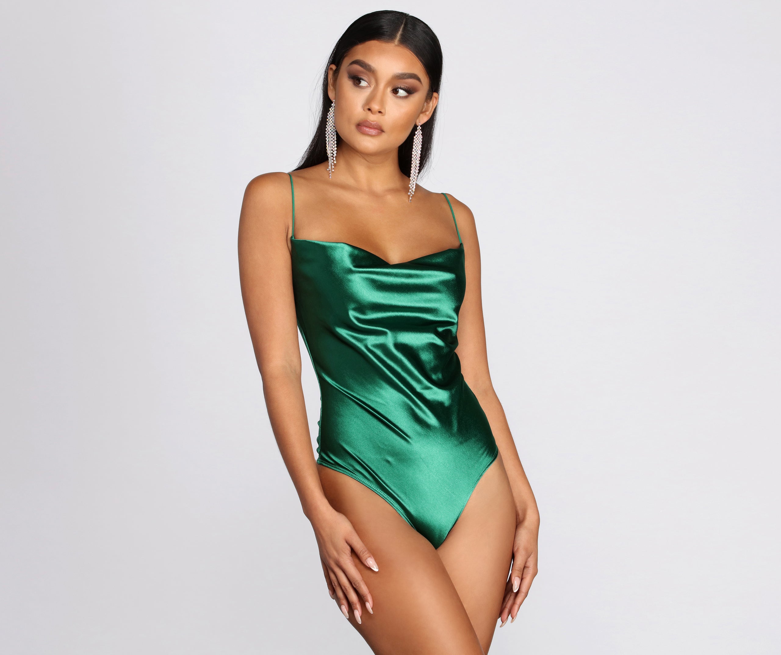 Satin Cowl Neck Bodysuit