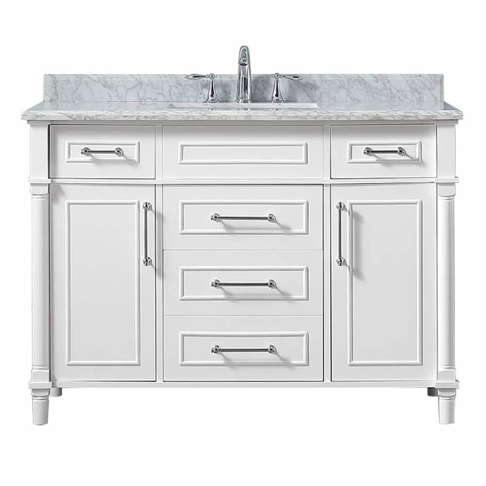 Home Decorators Collection Aberdeen 48 in W x 22 in D Vanity in White with Carrara Marble Top with White Sink