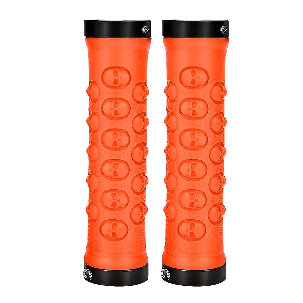 Bicycle Cycling Handle Bar Anti Slip Grips Lock On Mountain Bike Handlebar Grips(orange)