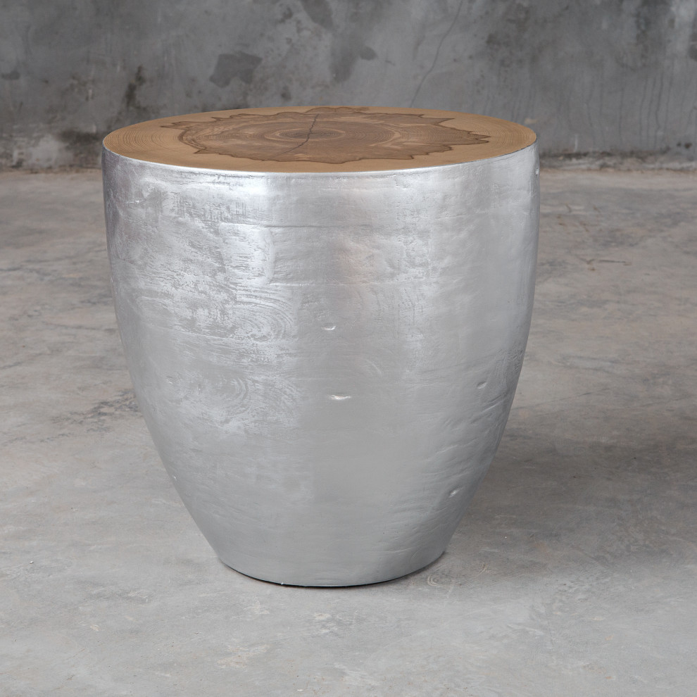 Uttermost Gannett Silver Wood End Table   Rustic   Side Tables And End Tables   by HedgeApple  Houzz