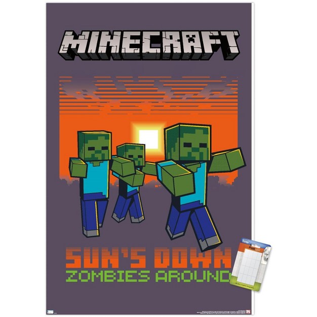 Trends International Minecraft Zombies Around Unframed Wall Poster Prints