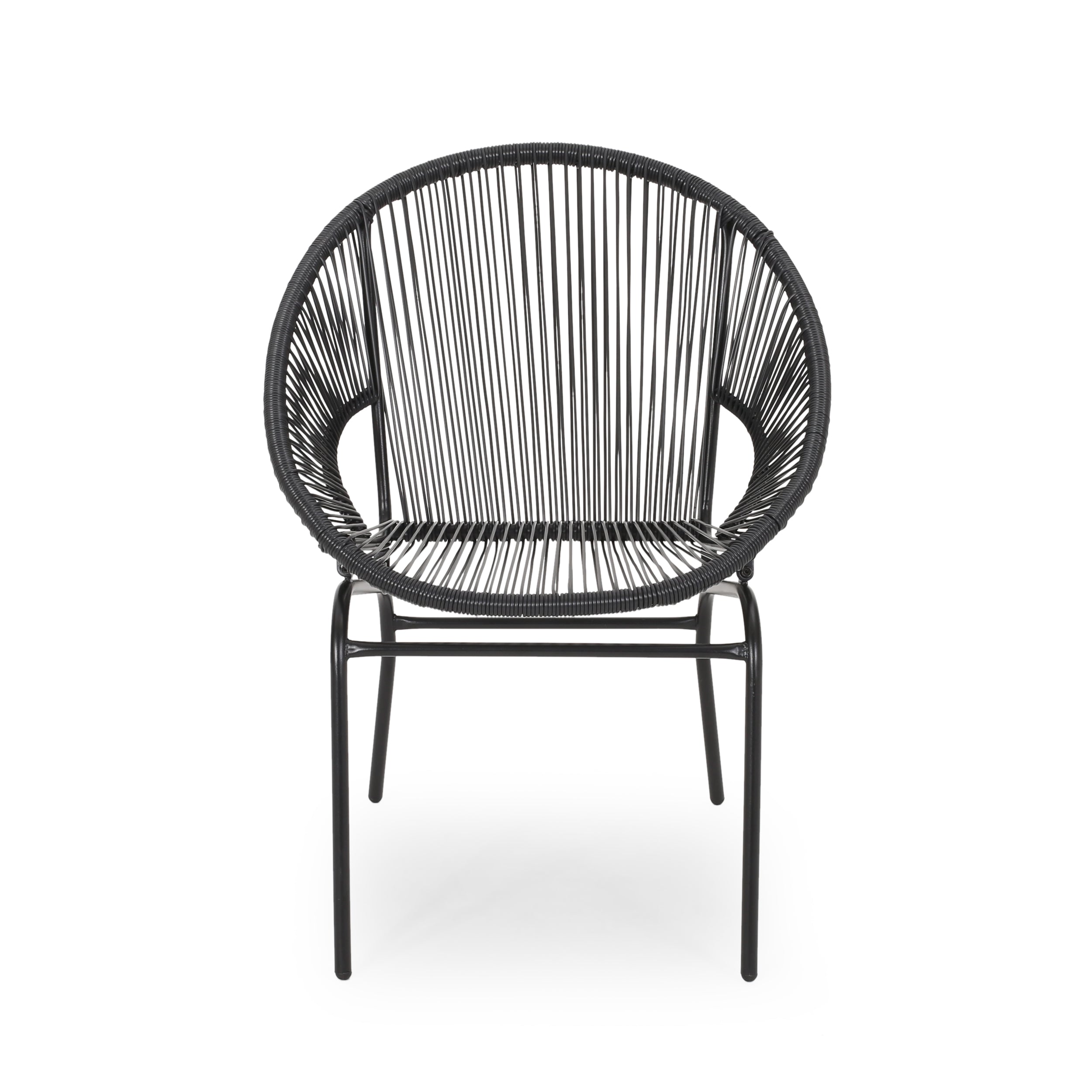 Chrissy Outdoor Modern Faux Rattan Club Chair (Set of 2)