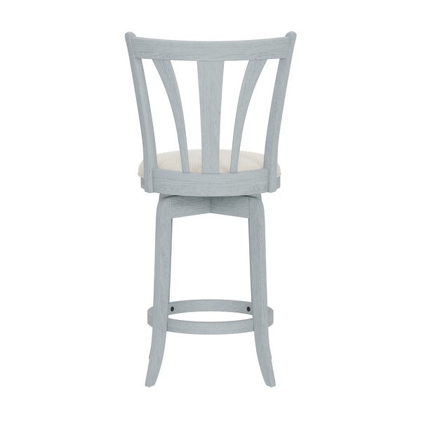 Larson Wood Counter and Bar Swivel Stool， Blue Wire brush