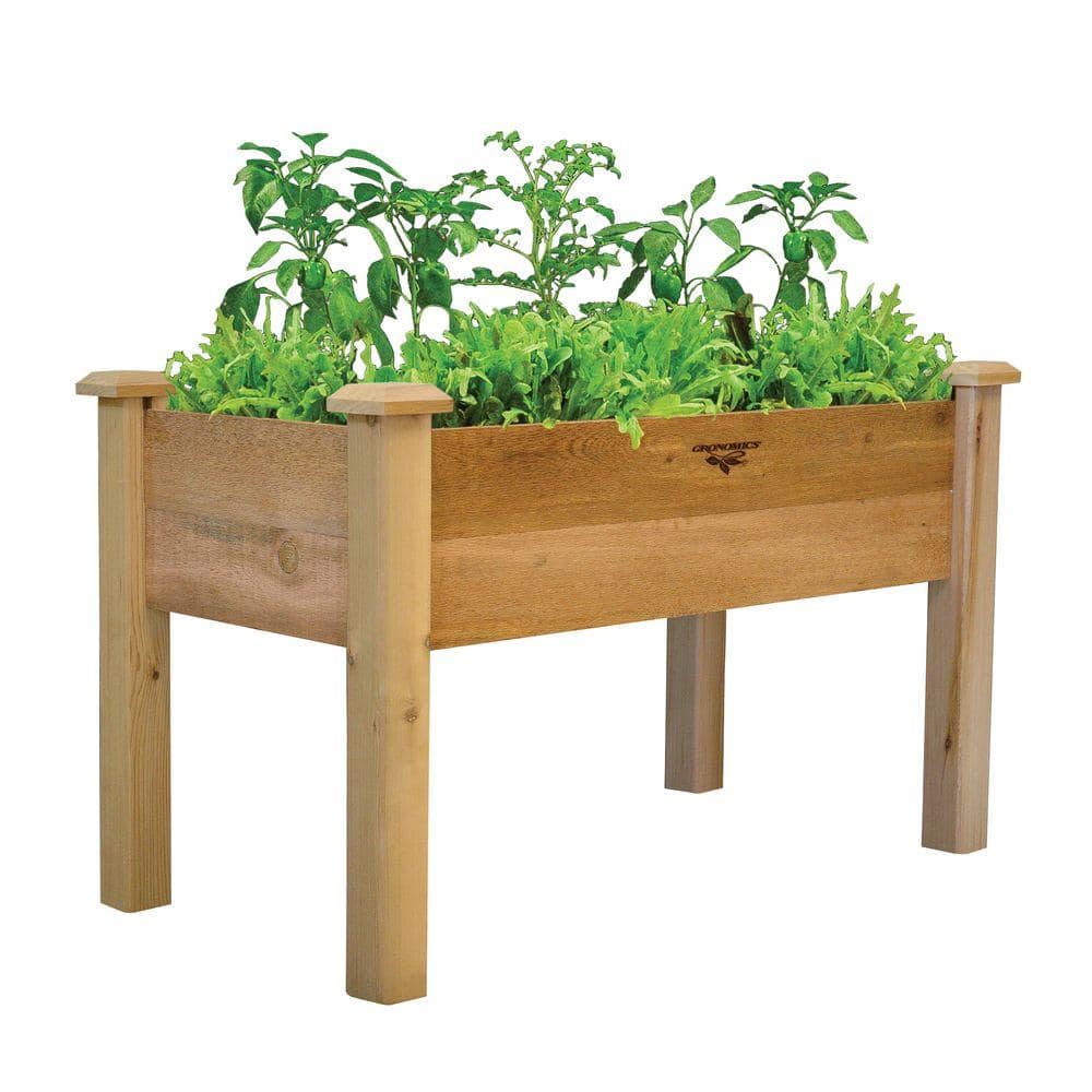 Gronomics 24 in. x 48 in. x 32 in. - 9 in. D Rustic Raised Garden Bed REGB 24-48