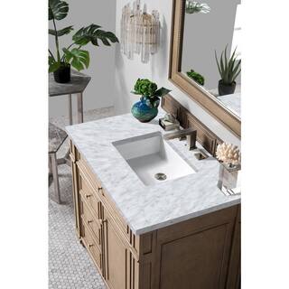 James Martin Vanities Bristol 36 in. W x 23.5 in. D x 34 in. H Single Vanity in Whitewashed Walnut with Marble Top in Carrara White 157-V36-WW-3CAR