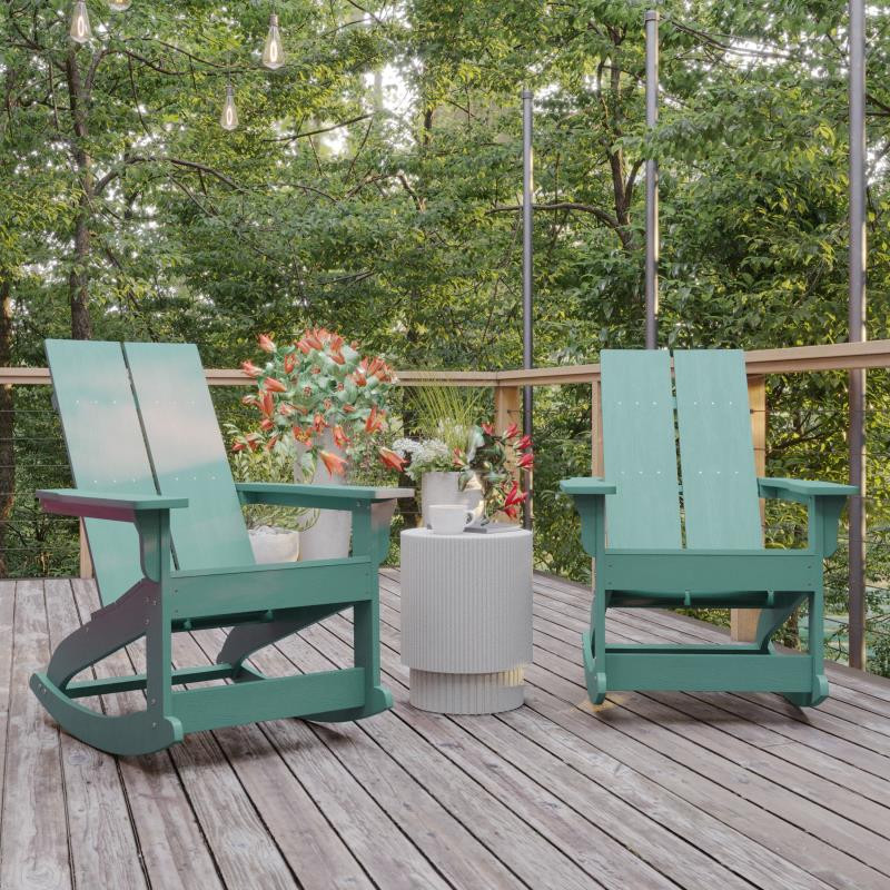 Finn Set of 2 Outdoor Rocking Adirondack Chair Rust Resistant Hardware   Contemporary   Outdoor Rocking Chairs   by Pot Racks Plus  Houzz