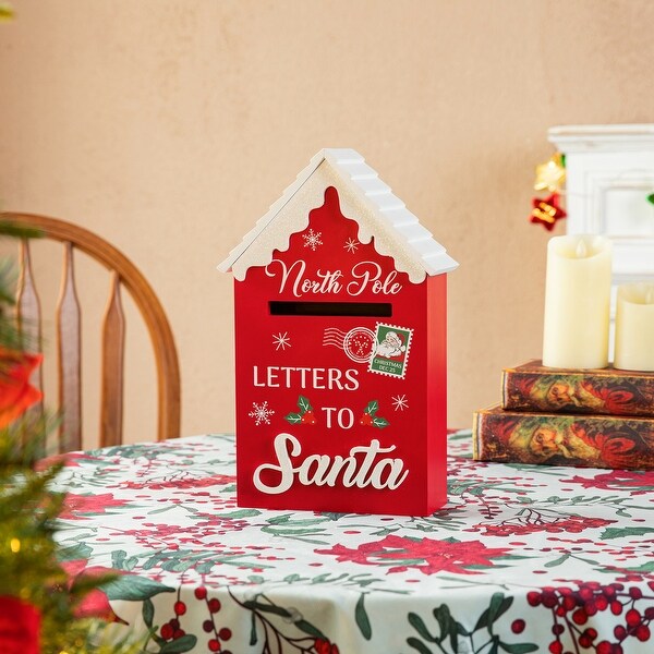 Glitzhome 14H Christmas Wooden Mailbox Table Decor