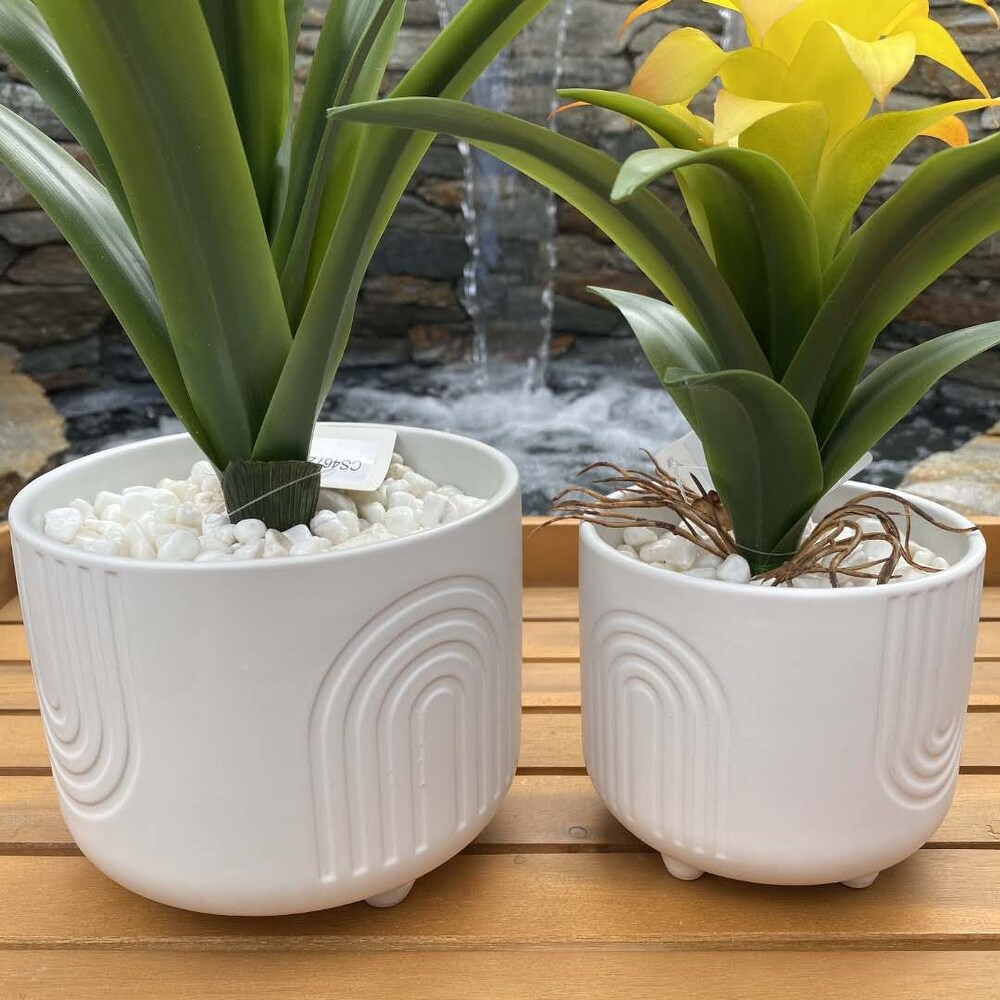 6IN   4.75 IN Rainbow Ceramic Footed Planter  SET OF 2