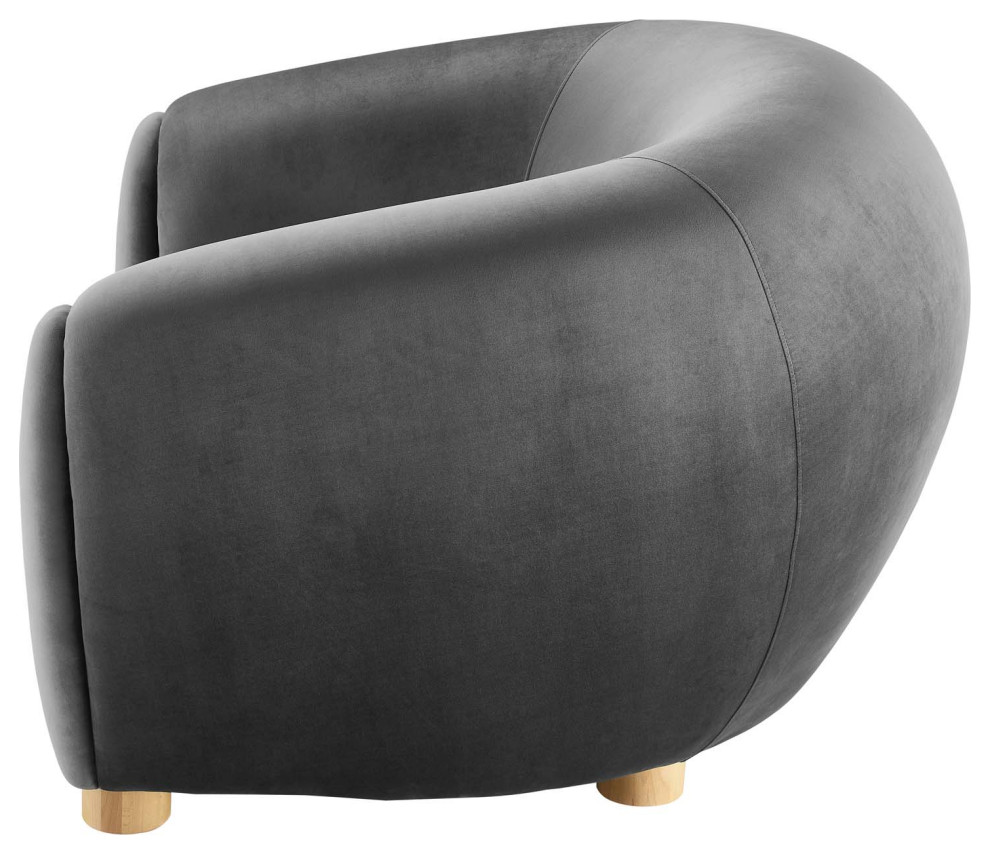 Armchair Accent Chair  Velvet  Dark Gray  Modern  Living Lounge Hospitality   Midcentury   Armchairs And Accent Chairs   by House Bound  Houzz